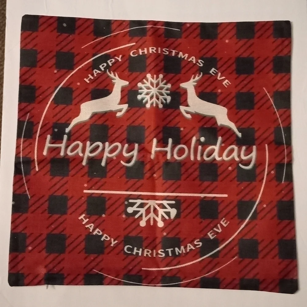Holiday Pillow Covers 18x18 inch, printed front solid cream back. NWOT
